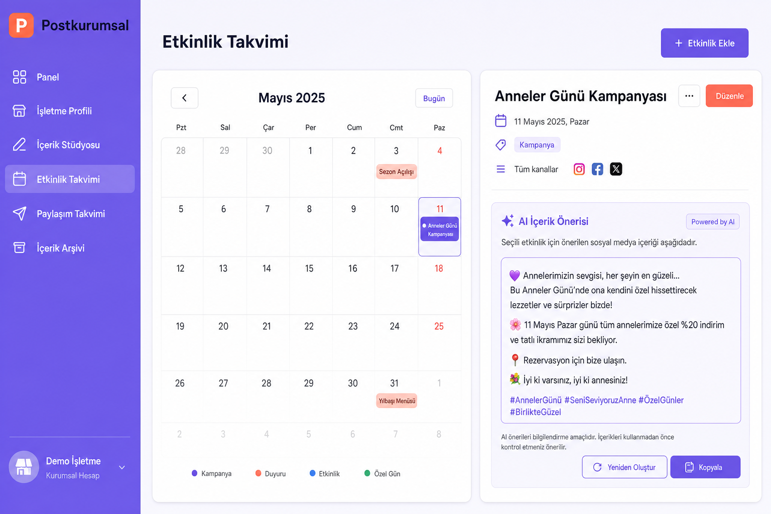 Etkinlik Takvimi